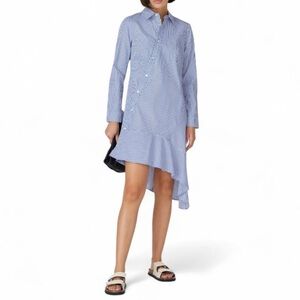 Koche Collective Pinstripe Asymmetric Shirtdress